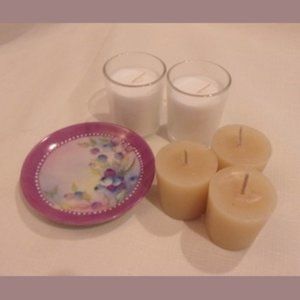 Delicate Hand-Painted China Saucer and Votives